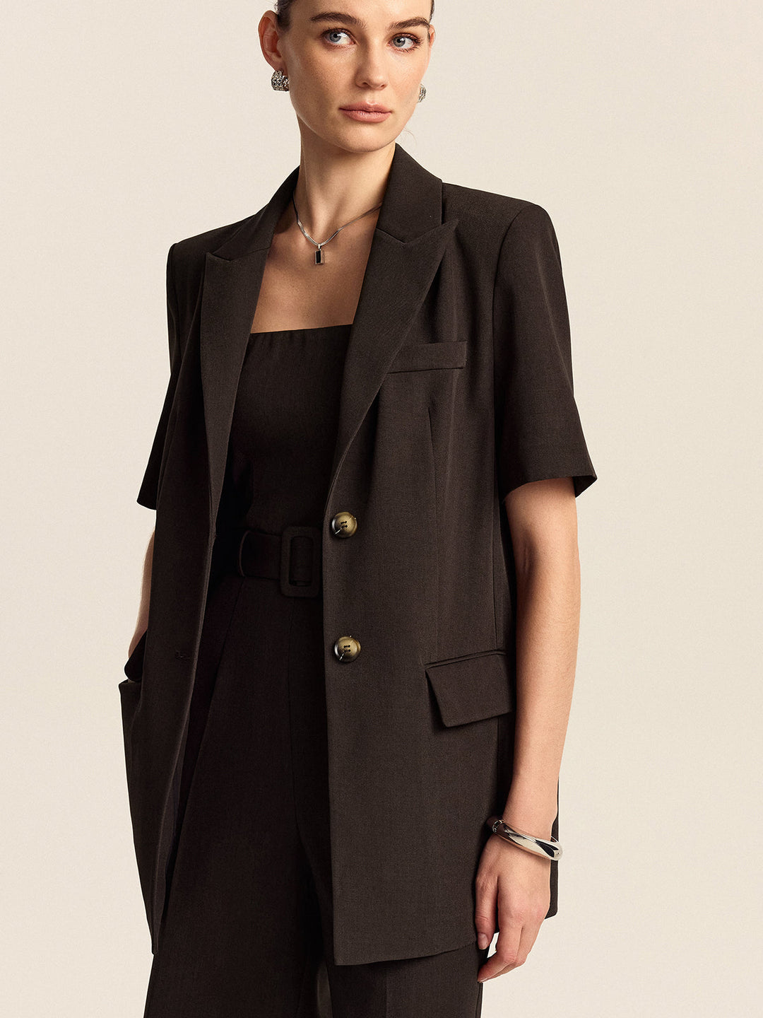 Blazer Oversize Manches Courtes