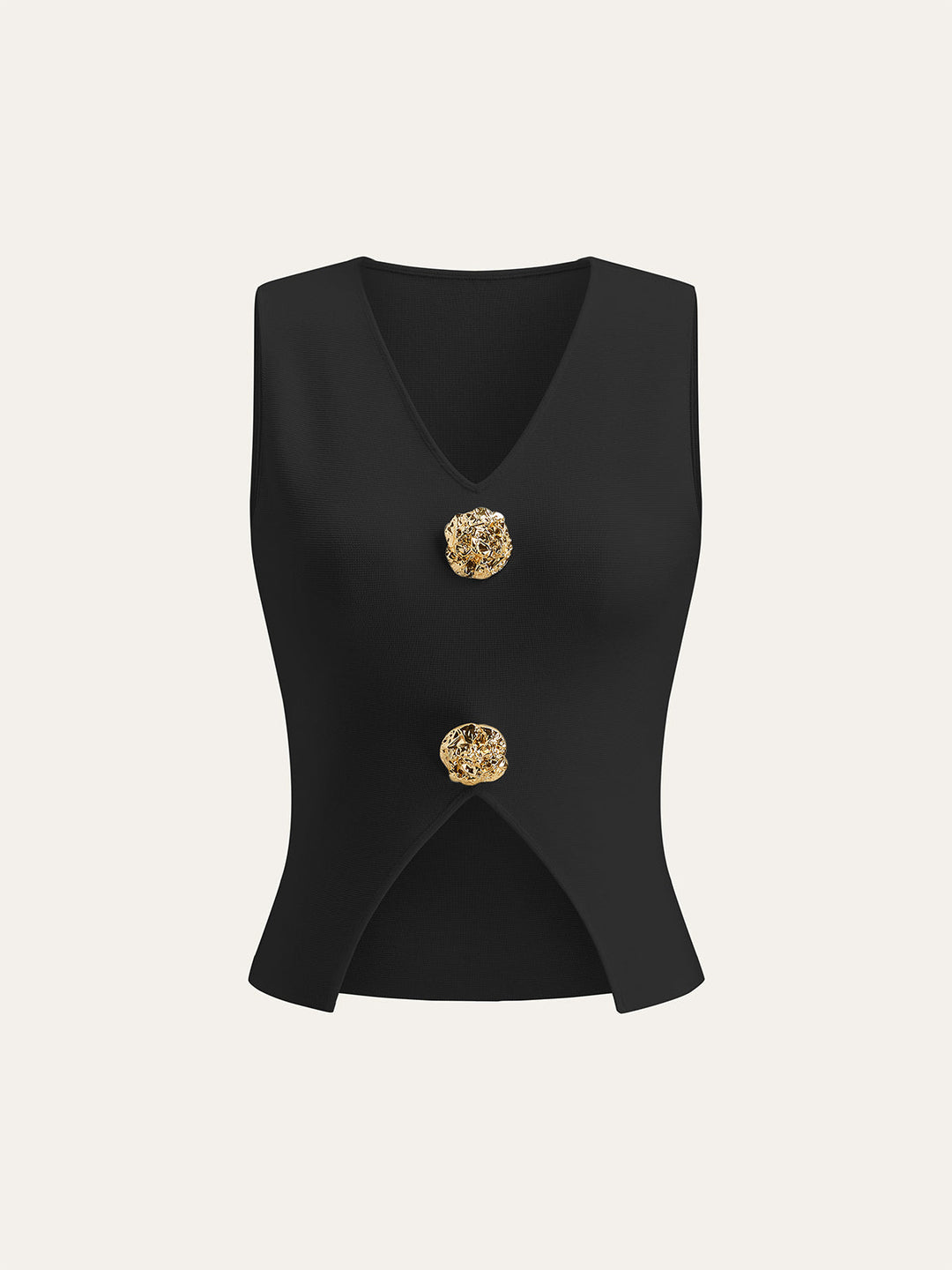Gilet sans manches en maille à col en V avec détails métalliques