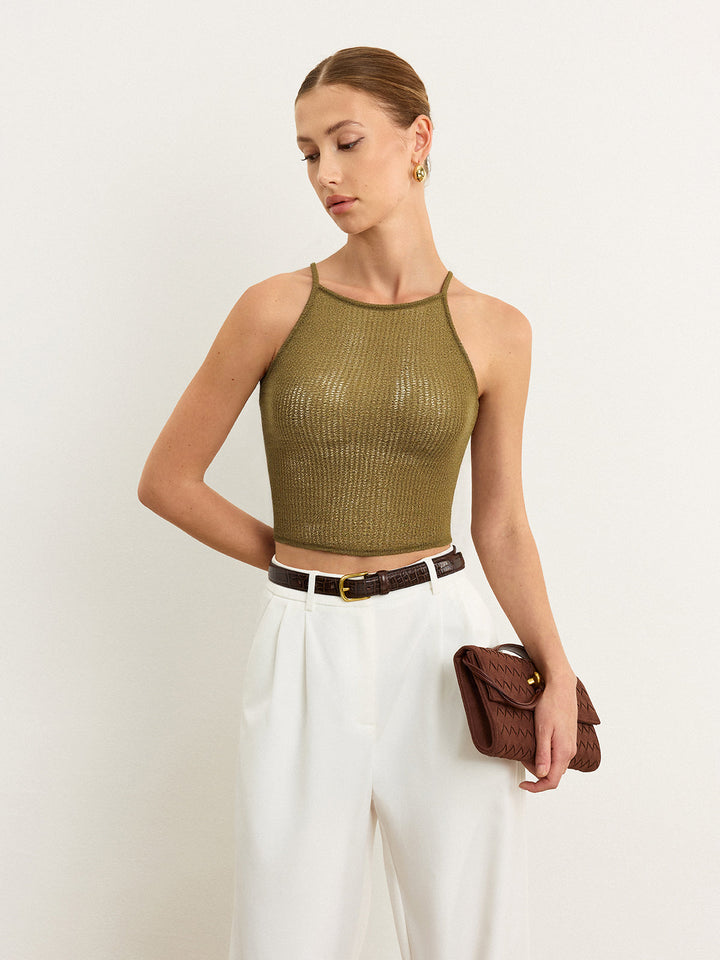 Haut court en tricot semi-transparent