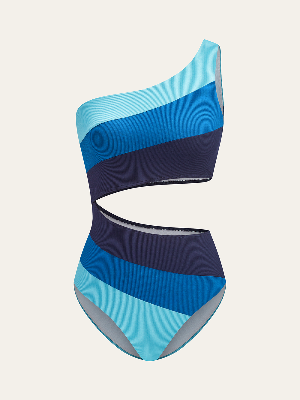 Maillot de bain asymétrique à rayures à une épaule