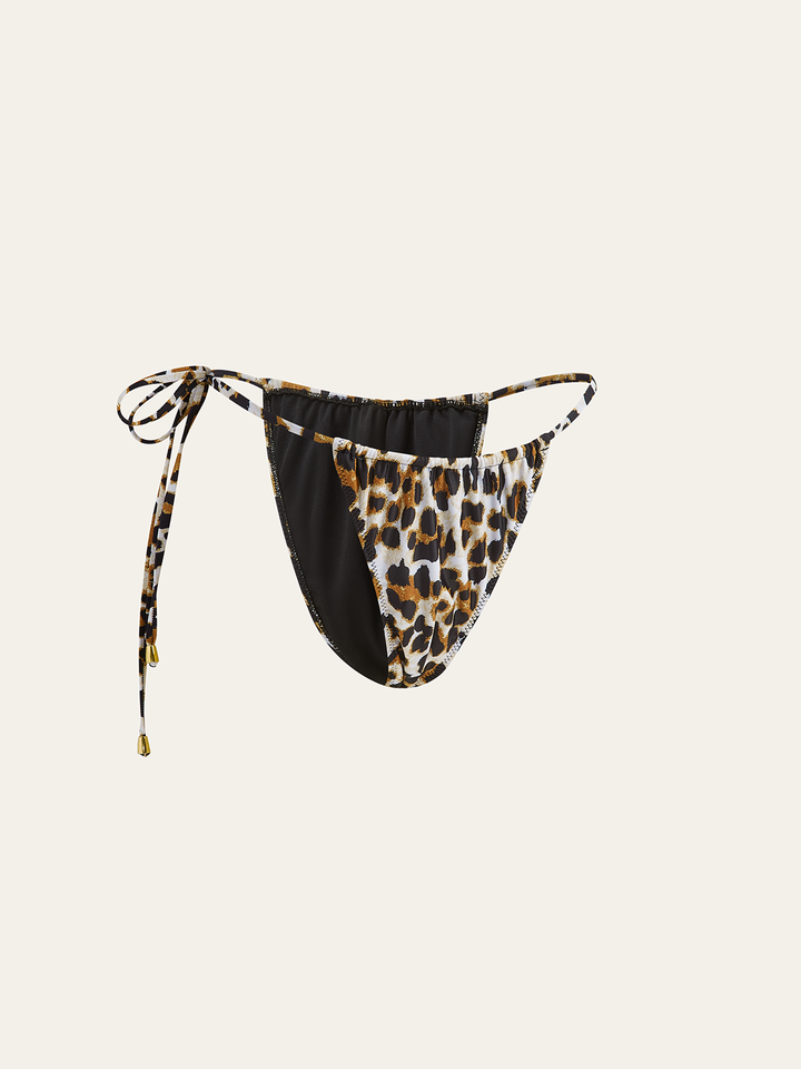 Bas de bikini à nouer avec imprimé léopard