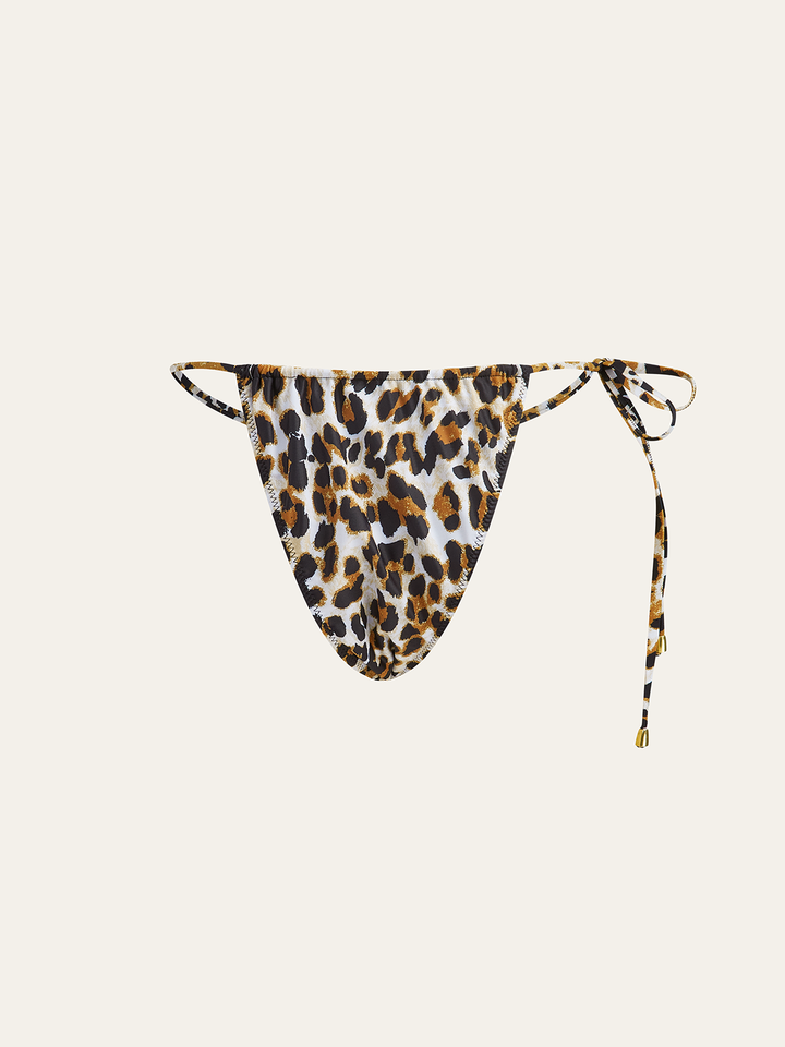 Bas de bikini à nouer avec imprimé léopard