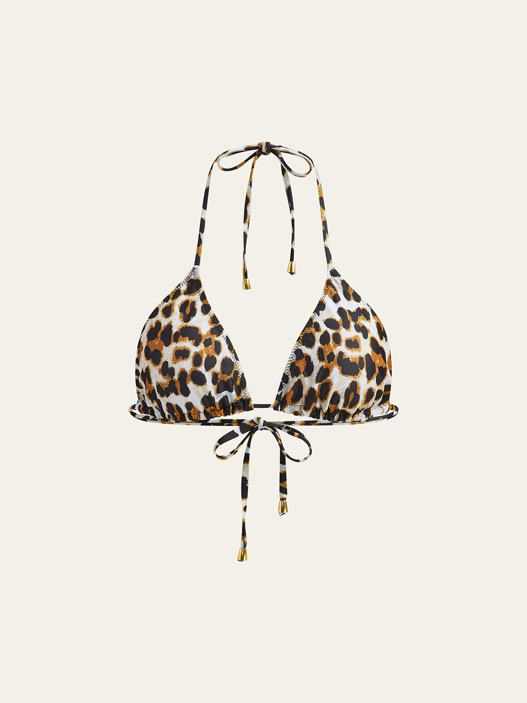 Haut de bikini triangle imprimé léopard avec dos à nouer