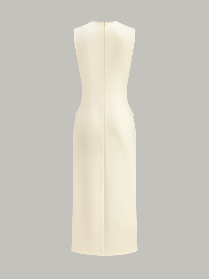 Robe Longue Ceinturée à Boutons