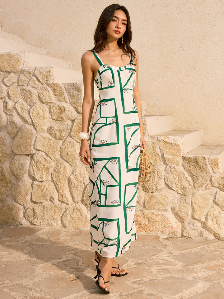 Robe Longue Imprimé Géométrique