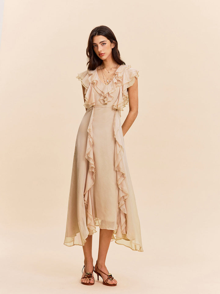 Robe à volants semi-transparente