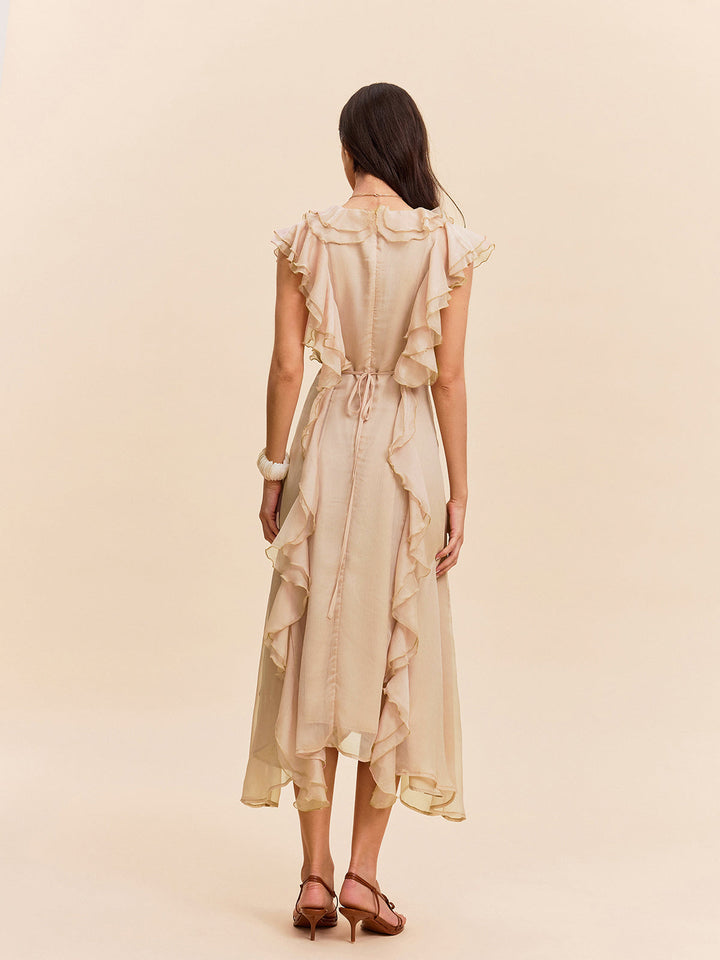 Robe à volants semi-transparente