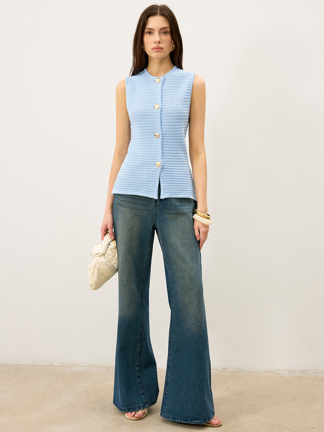 Gilet en maille à devanture boutonnée