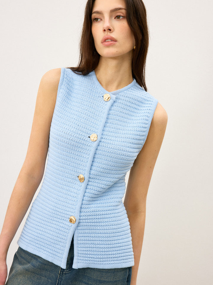 Gilet en maille à devanture boutonnée