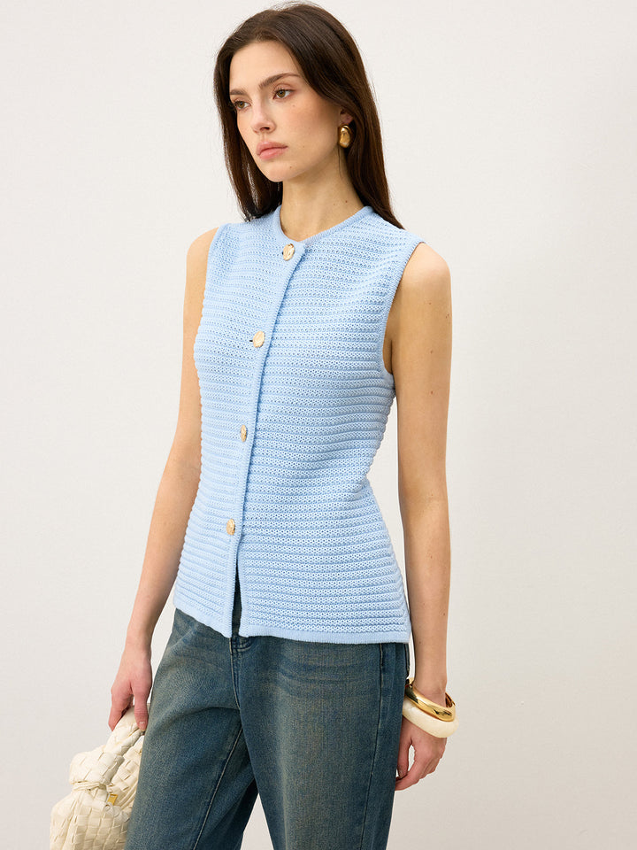 Gilet en maille à devanture boutonnée