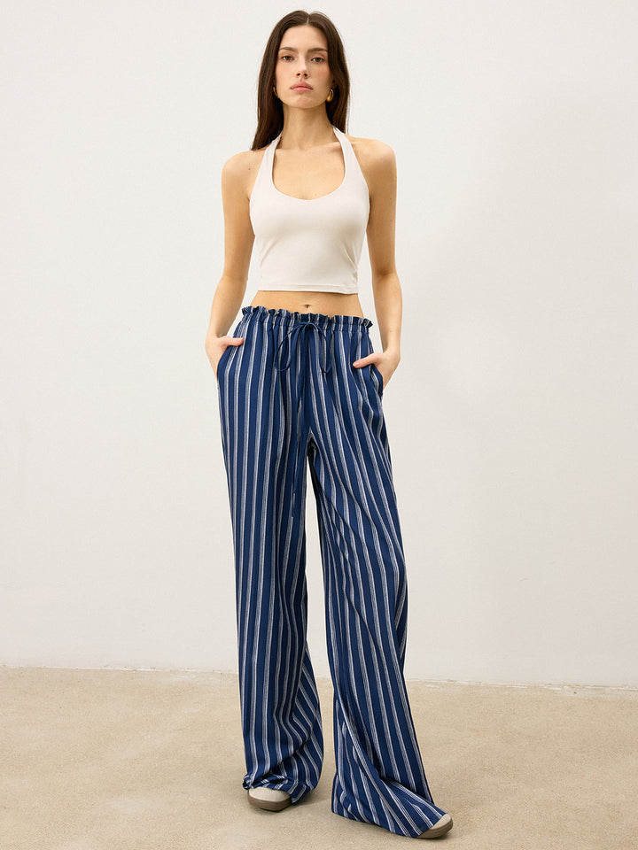 Pantalons Larges à Cordon de Serrage Rayés