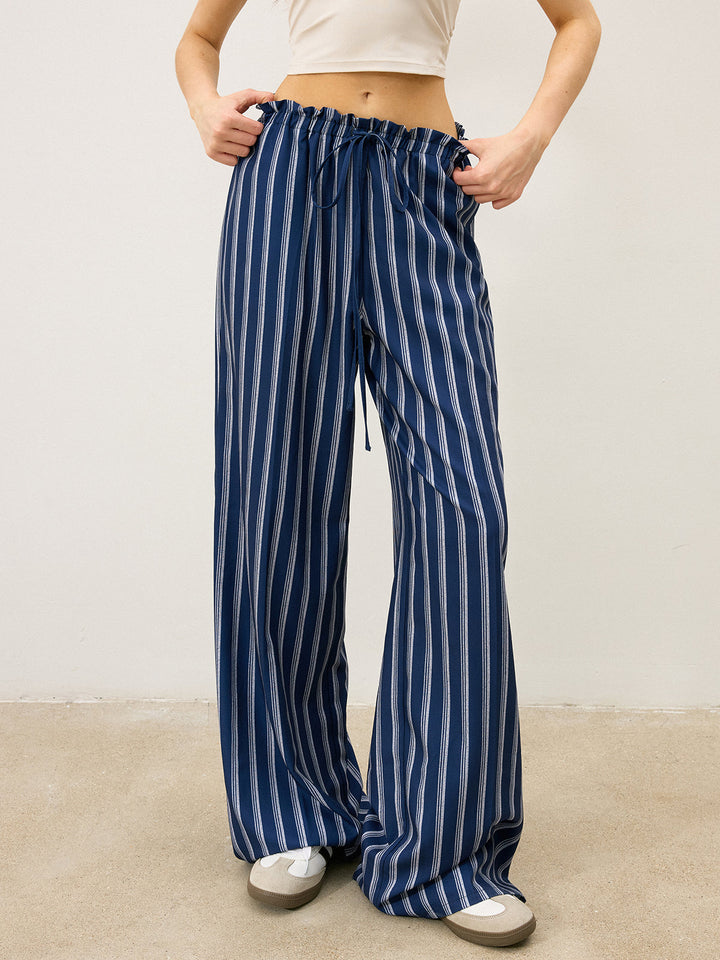 Pantalons Larges à Cordon de Serrage Rayés
