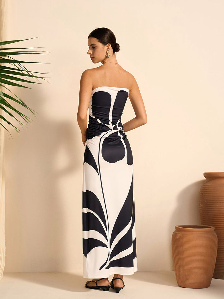 Robe Longue Bustier Florale Semi-Transparente