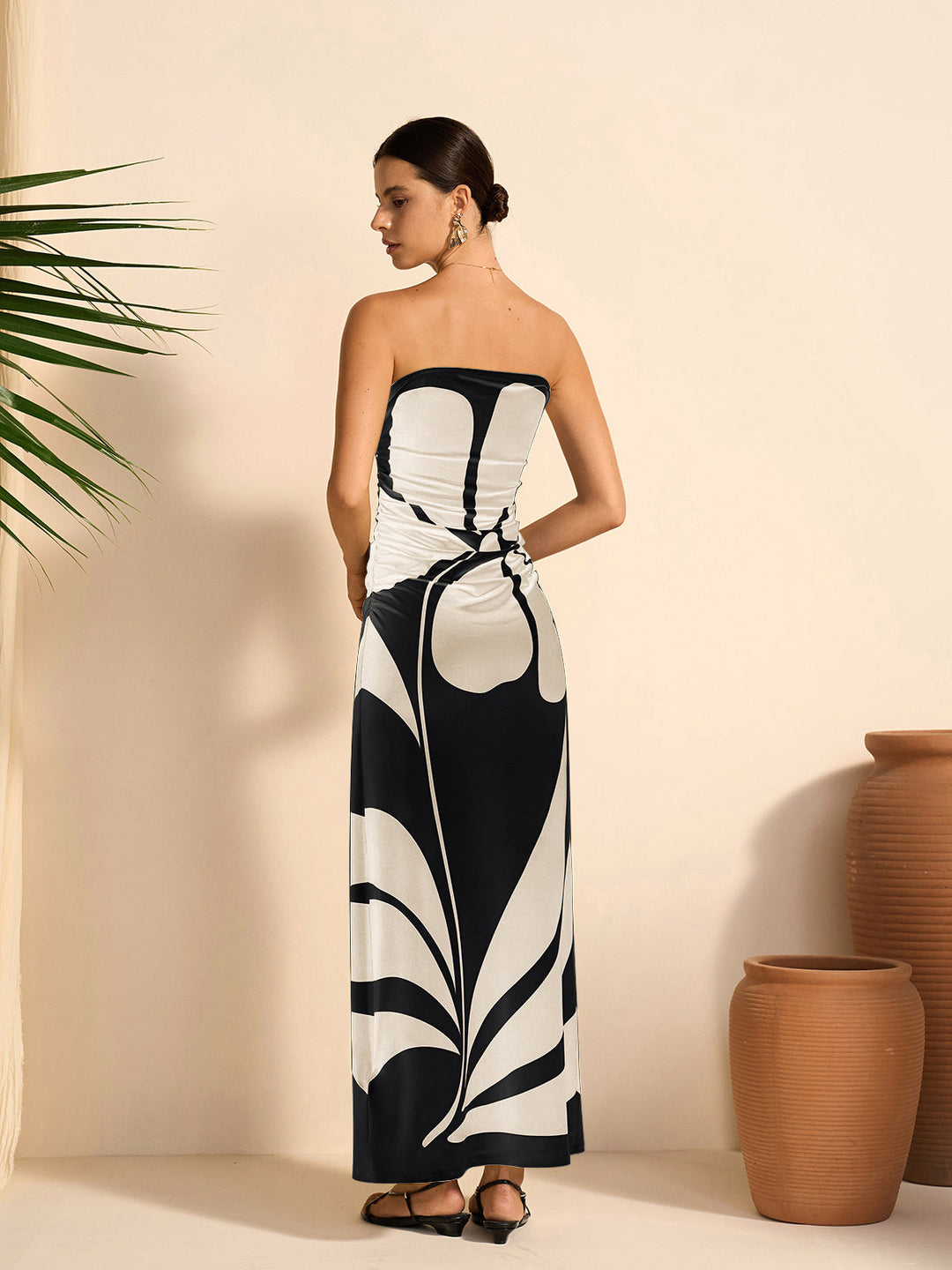 Robe Longue Bustier Florale Semi-Transparente