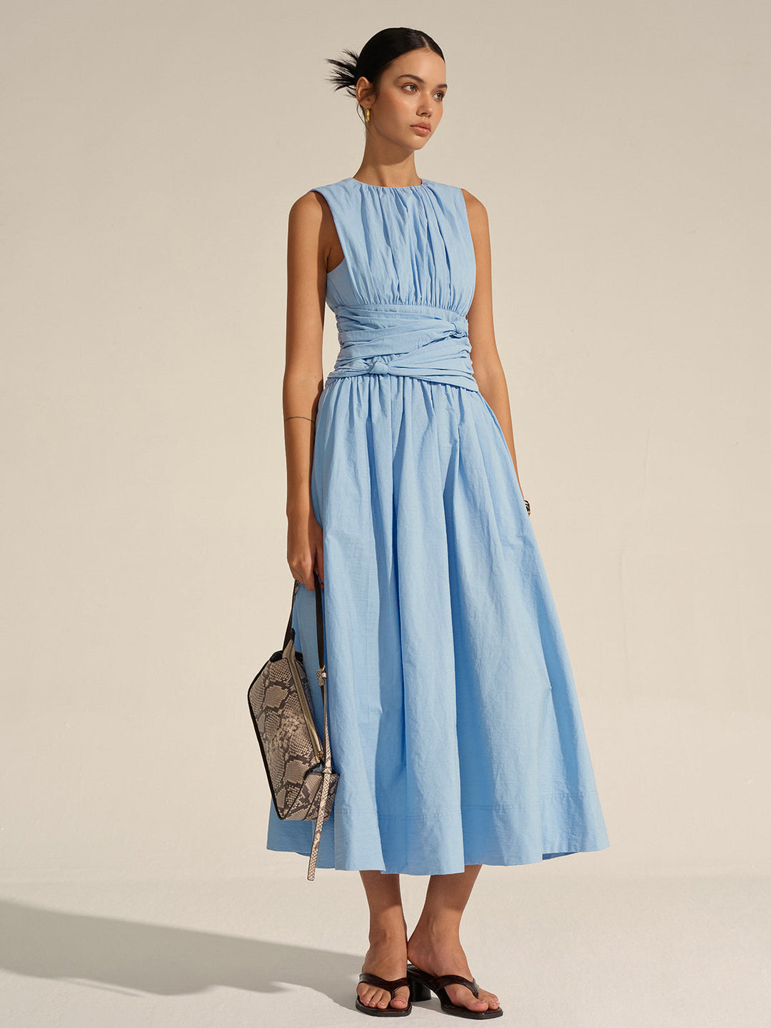 Robe Longue à Taille Froncée