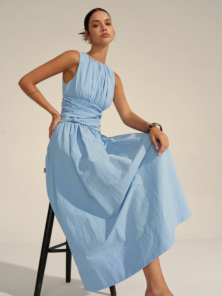 Robe Longue à Taille Froncée