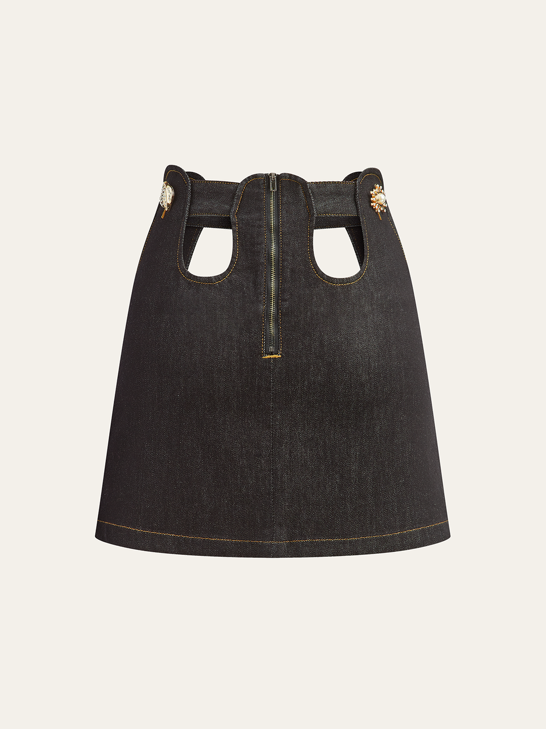 Jupe Mini en Denim Découpé Métallique