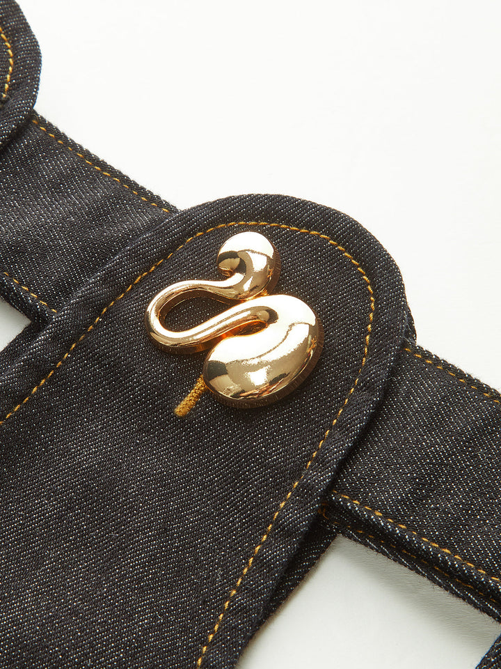 Jupe Mini en Denim Découpé Métallique