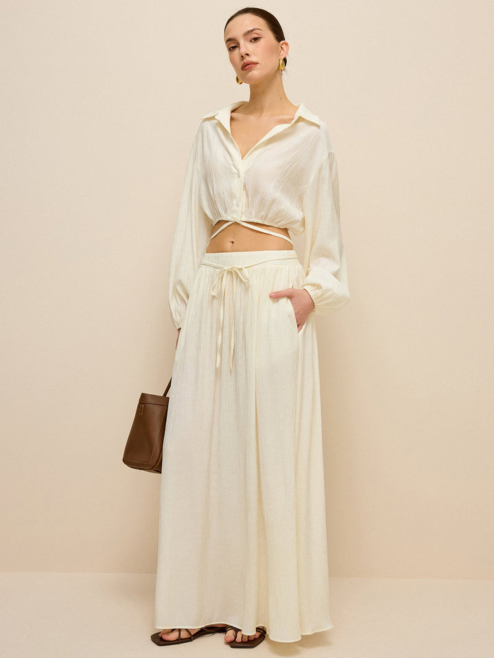 Jupe Maxi Poches avec Taille à Nouer