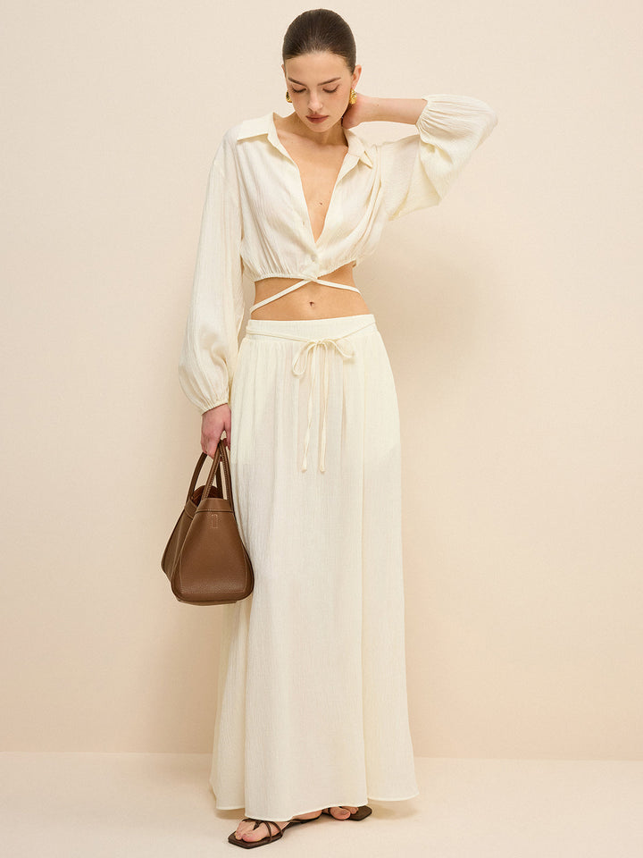 Jupe Maxi Poches avec Taille à Nouer