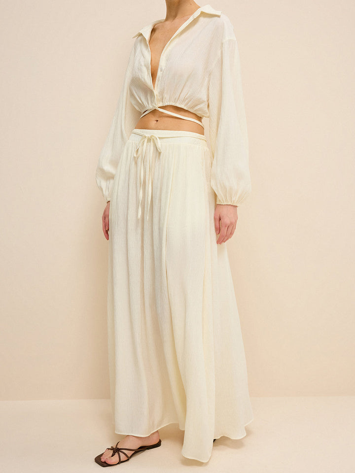 Jupe Maxi Poches avec Taille à Nouer