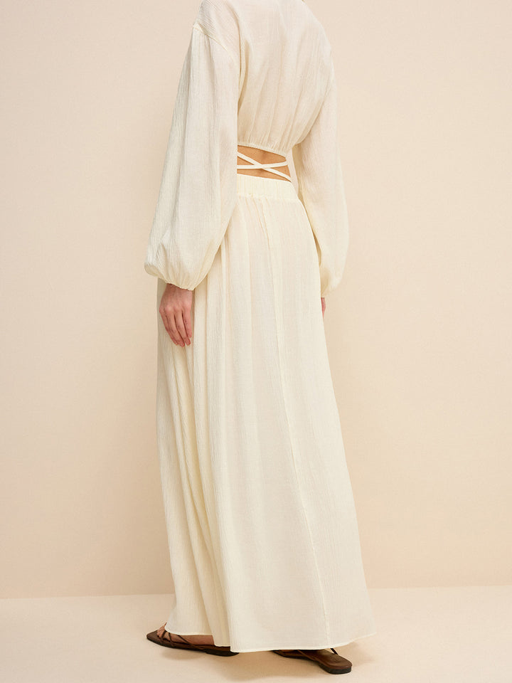 Jupe Maxi Poches avec Taille à Nouer