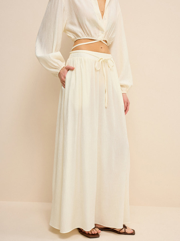 Jupe Maxi Poches avec Taille à Nouer