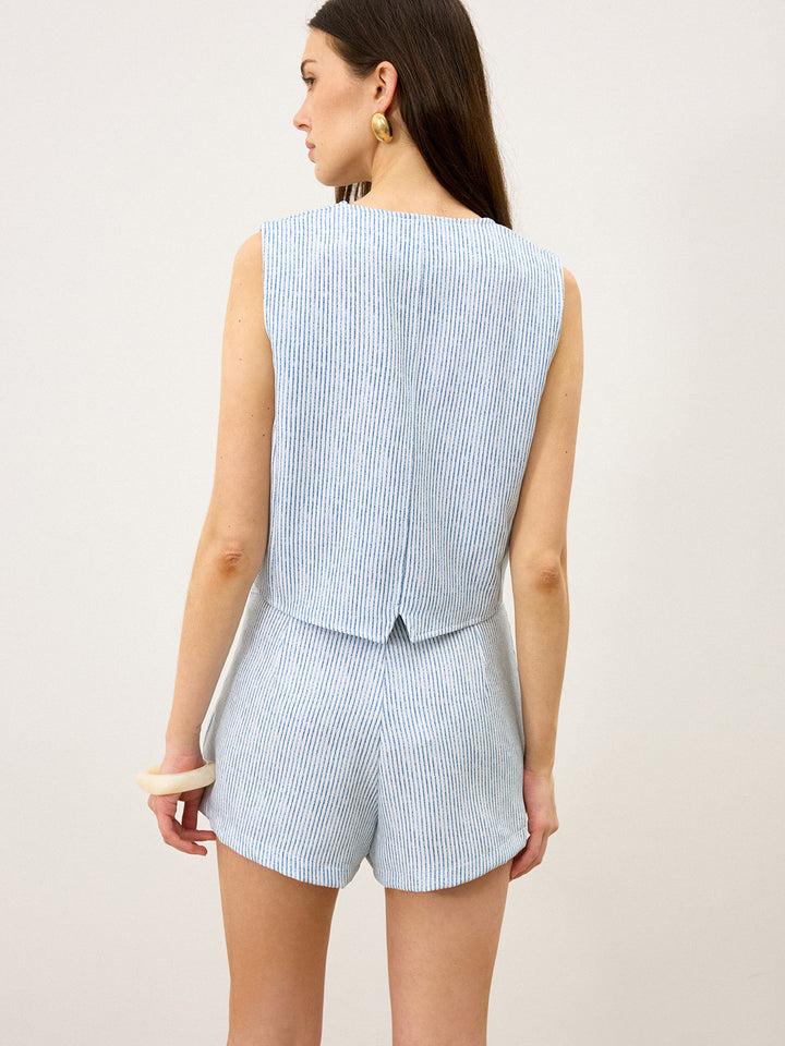 Ensemble jupe à boutons rayée