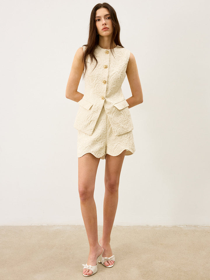 Shorts texturés en jacquard mélangé de laine avec décor métallique