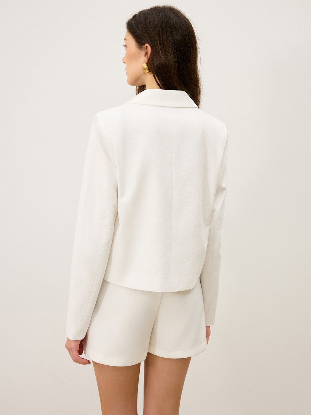Blazer Court en Coton et Lin avec Noeud