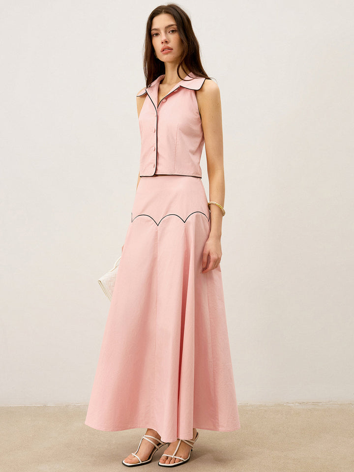 Ensemble Jupe Maxi à Garniture Contrastée