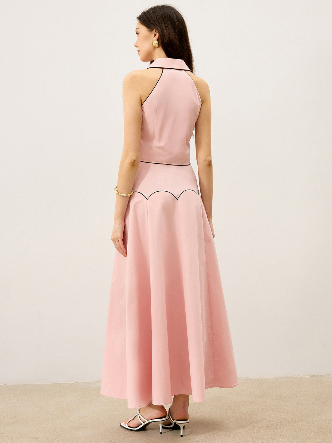 Ensemble Jupe Maxi à Garniture Contrastée