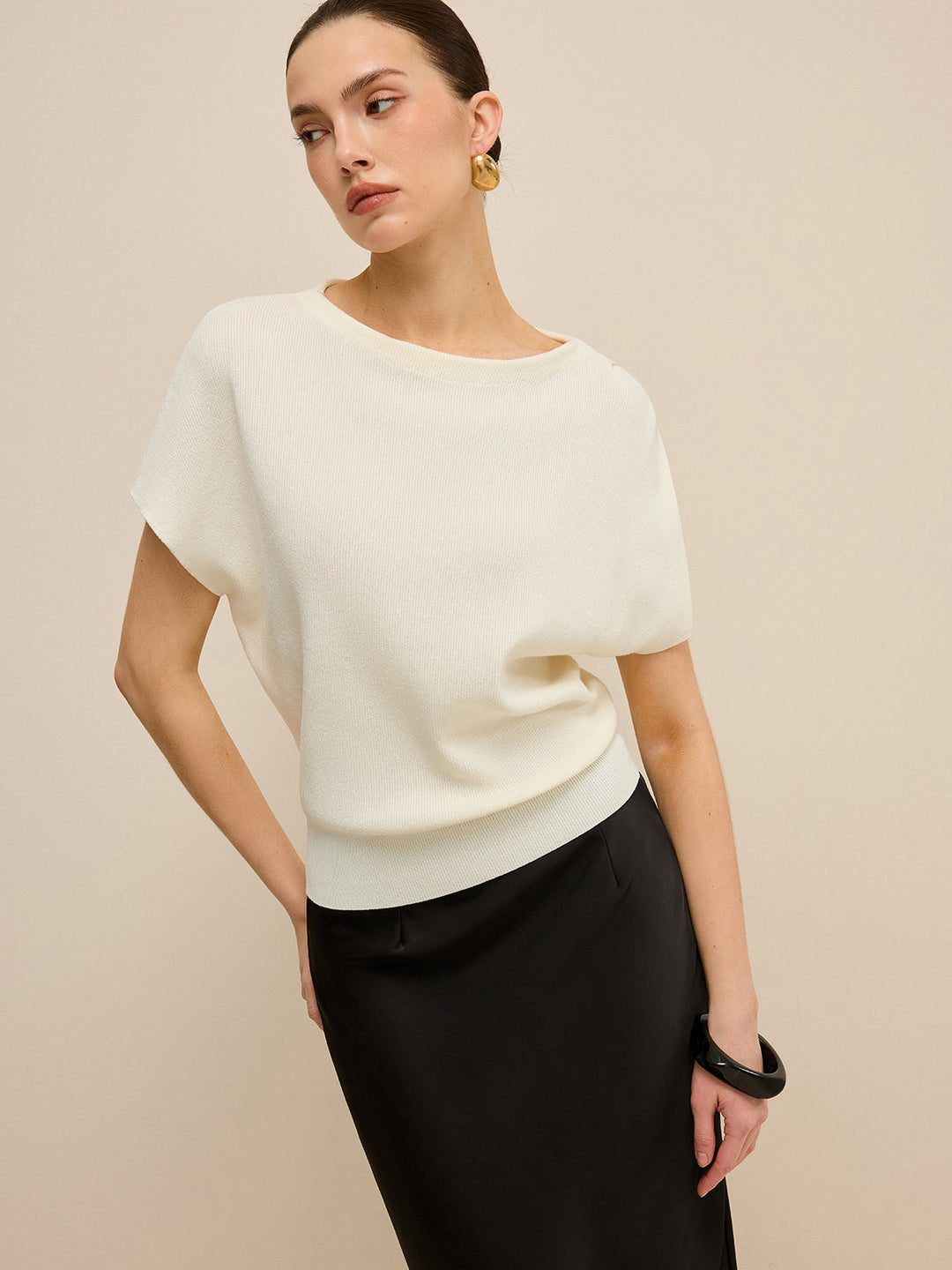 Haut en tricot à ourlet élastique