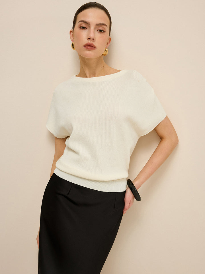 Haut en tricot à ourlet élastique