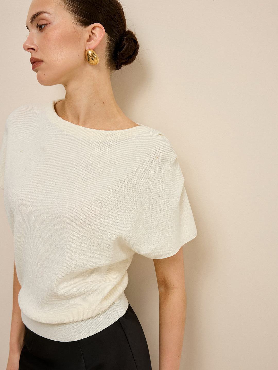 Haut en tricot à ourlet élastique