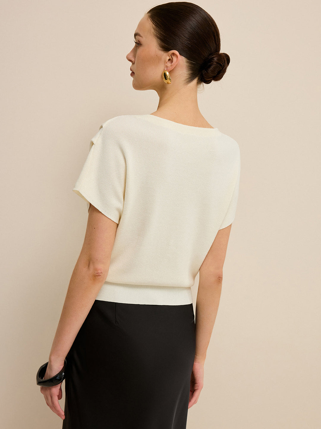 Haut en tricot à ourlet élastique