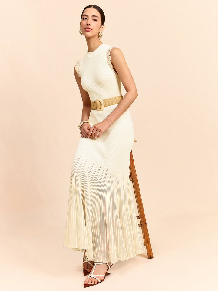 Robe Longue en Maille Volants et Tulle