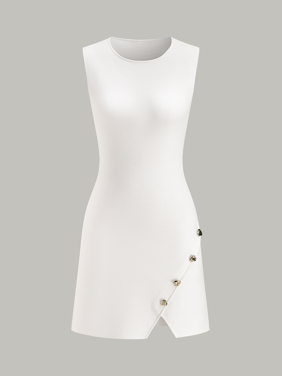 Robe Mini Sans Manches avec Décor Métallique