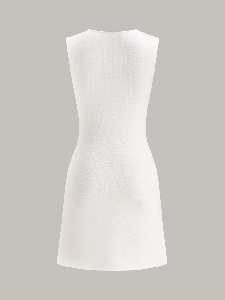 Robe Mini Sans Manches avec Décor Métallique