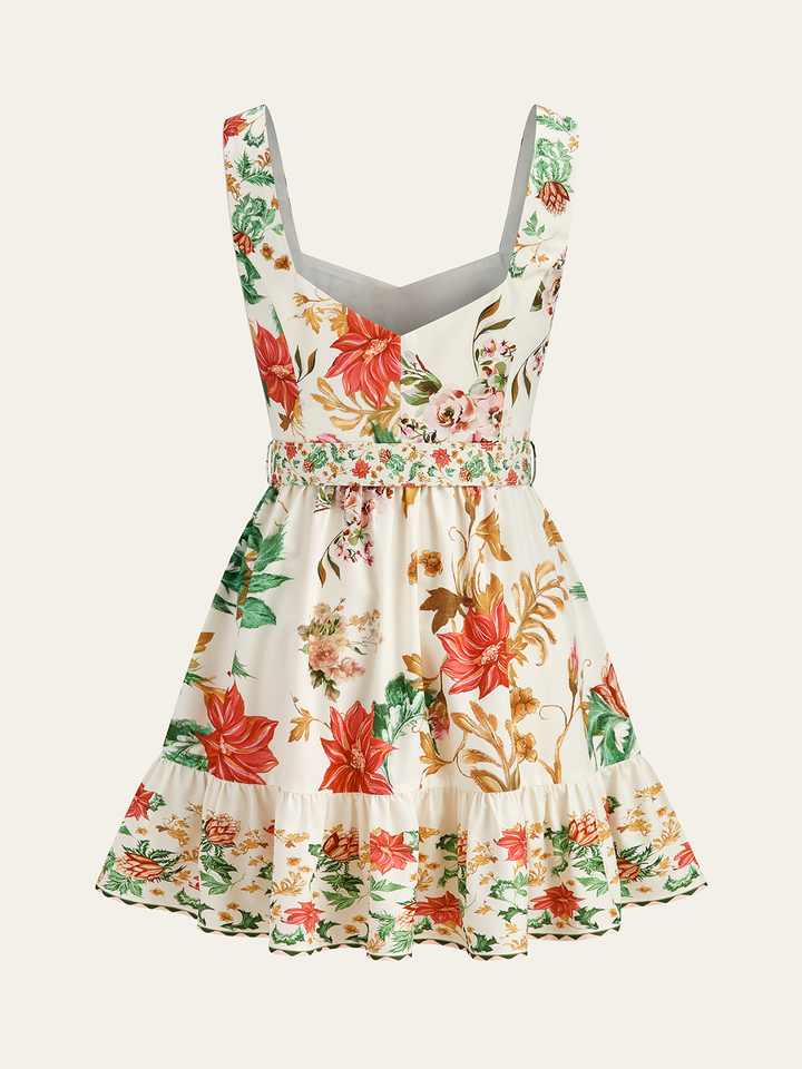 Robe Mini Sans Manches à Imprimé Floral