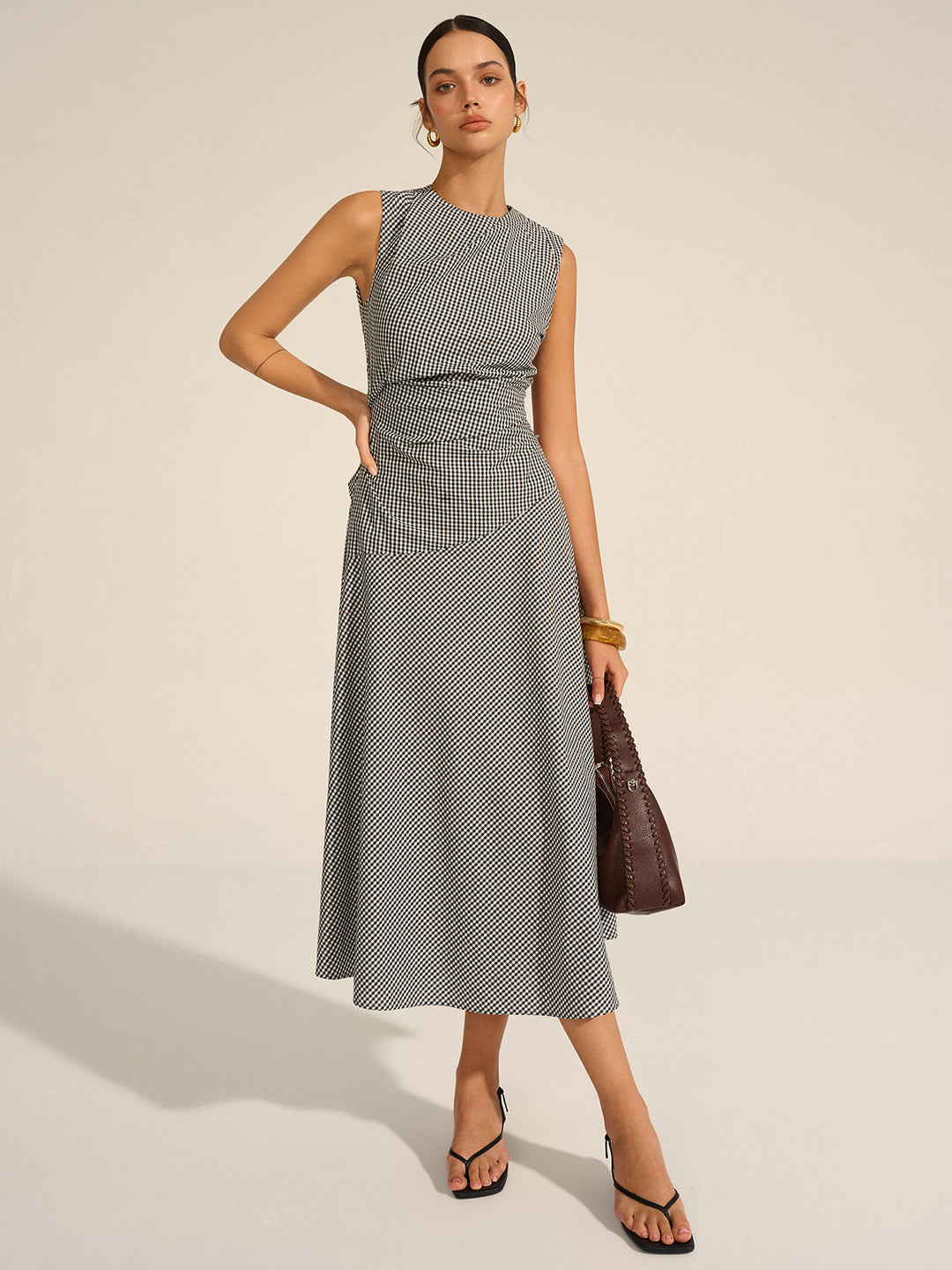 Robe Mi-longue à Carreaux