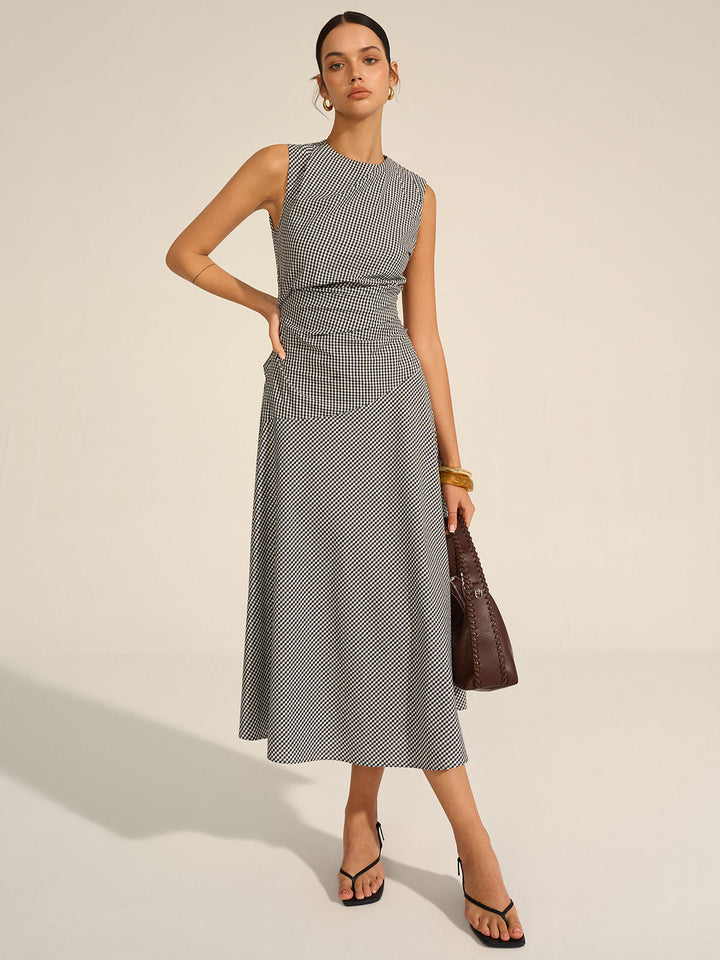 Robe Mi-longue à Carreaux