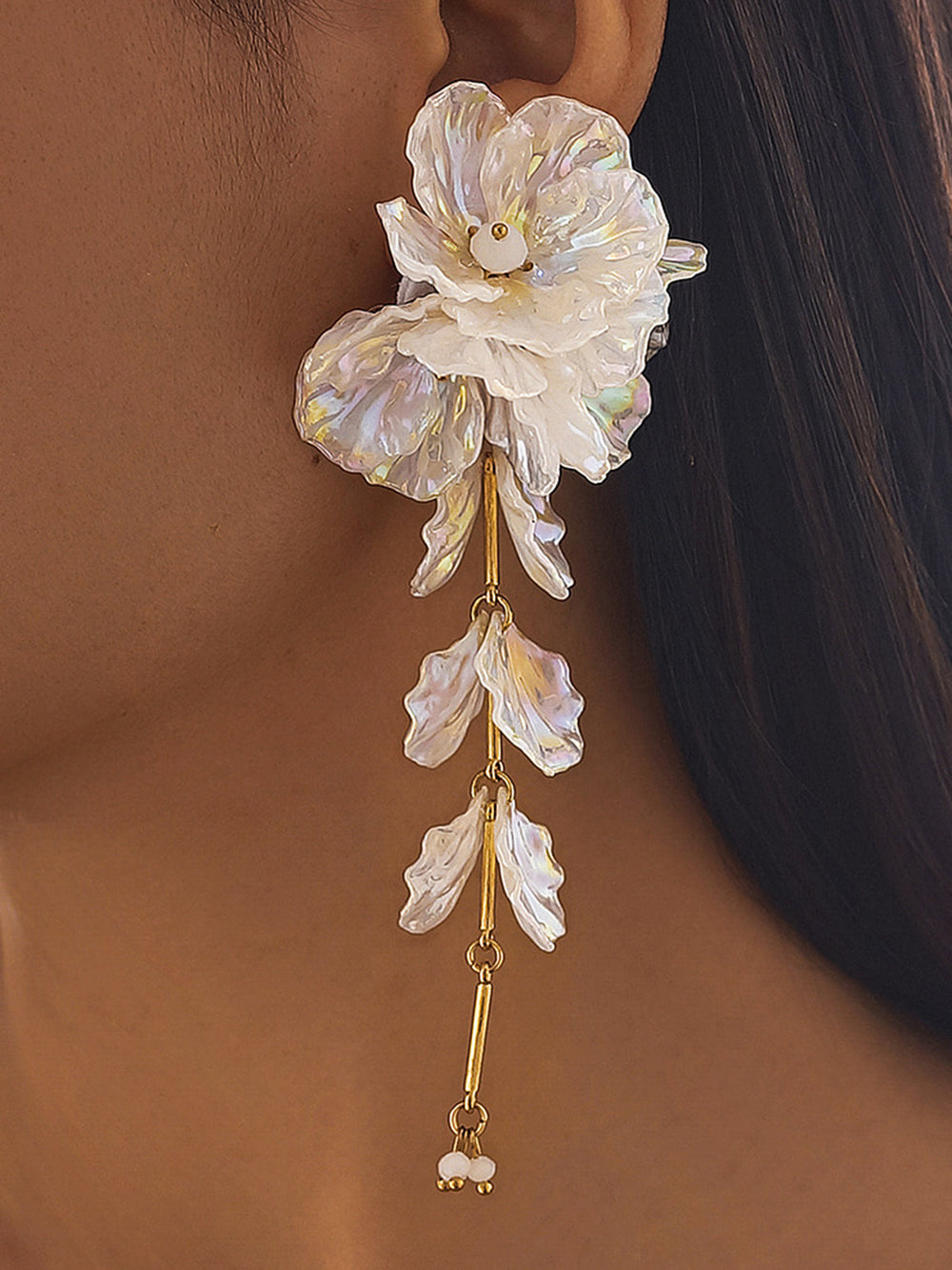 Boucles d'oreilles irisées florales