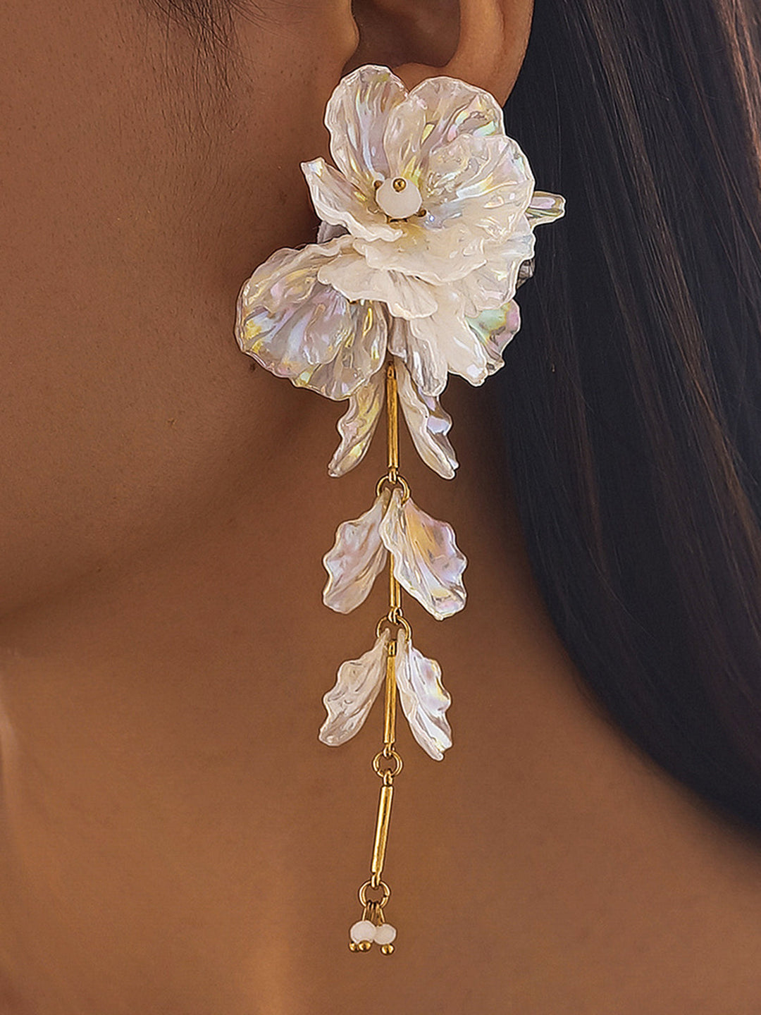Boucles d'oreilles irisées florales