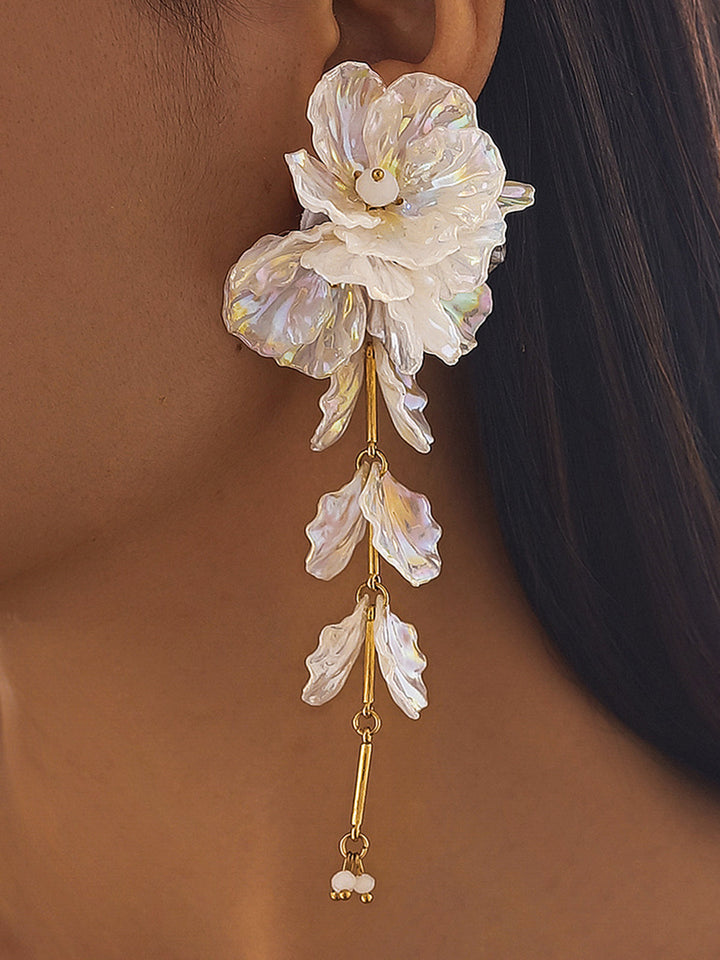 Boucles d'oreilles irisées florales