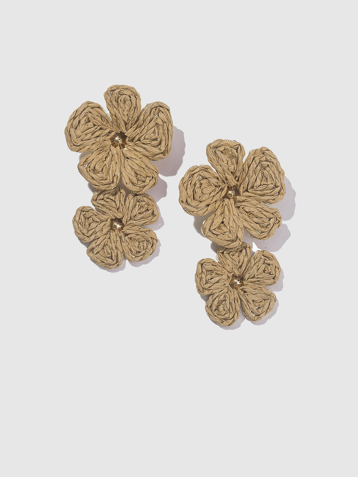 Boucles d'oreilles pétales en dentelle dorée