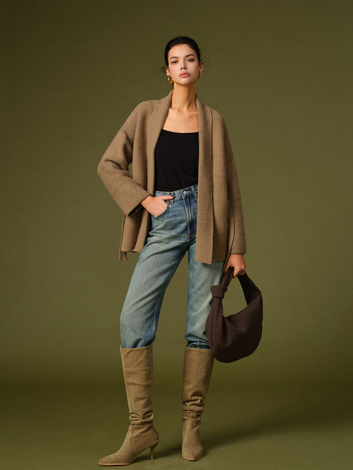 Bottes mi-mollet en daim froncé