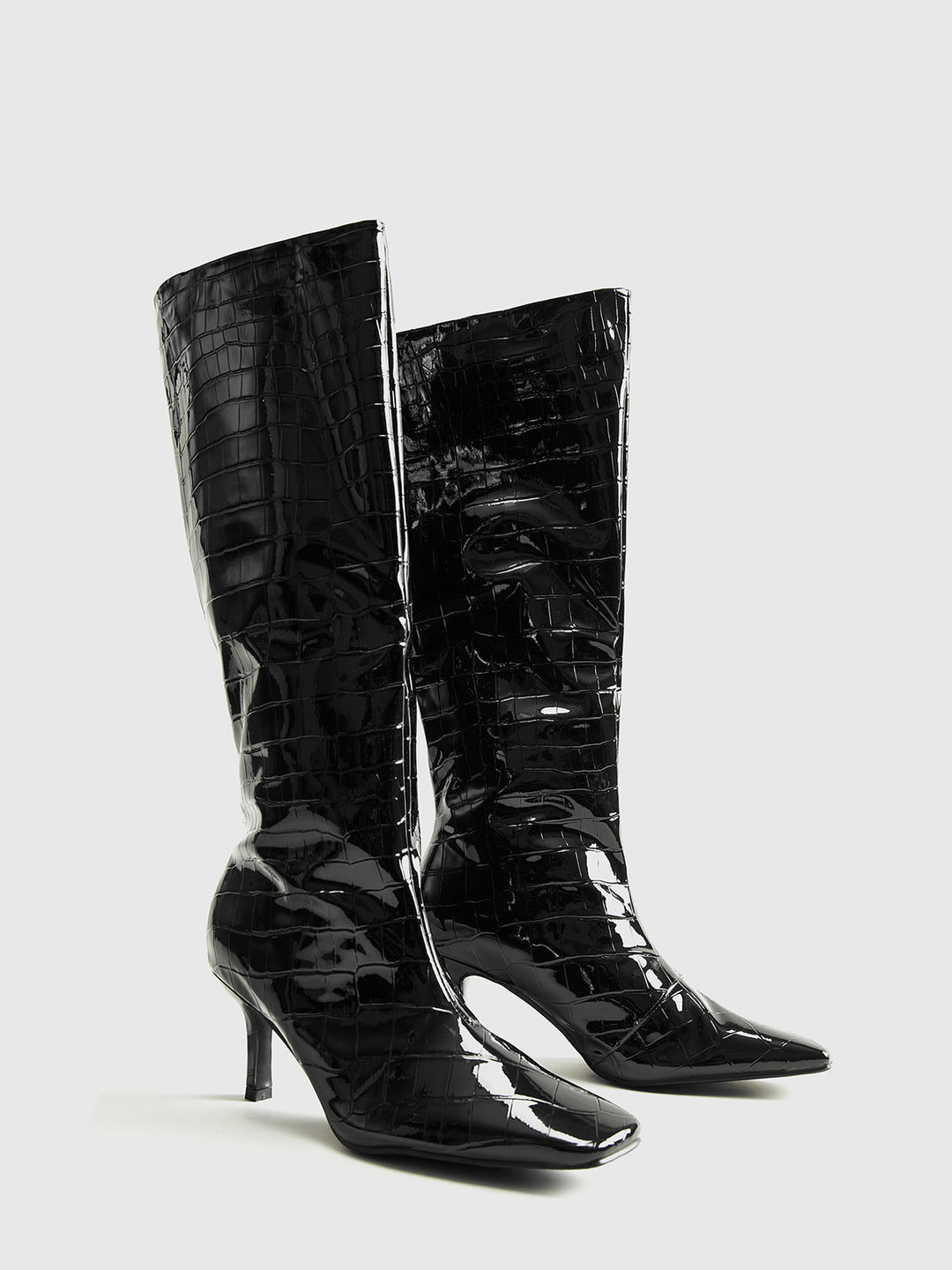 Bottes Hautes jusqu'au Genou à Motif Crocodile