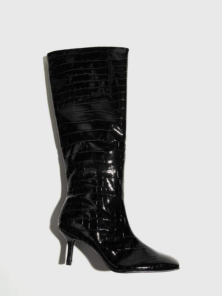 Bottes Hautes jusqu'au Genou à Motif Crocodile
