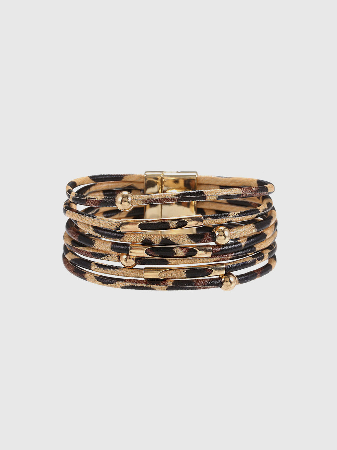 Bracelet à Fermoir Magnétique Imprimé Léopard